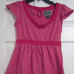 US Polo Assn Red White Striped S/S Empire Top Sz S